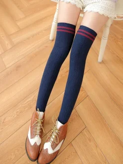 Cotton Lolita Stocking Stripe Knit Lolita Knee High Socks