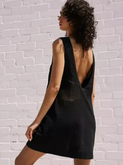 Cotton Mini Shift Dress for Women - Casual Scoop Neck Backless Sleeveless Tunic Shift Dress with Pockets - Summer Beach 2026