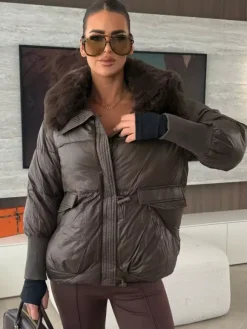 Cotton-padded Jacket Faux Fur Collar Warm Winter Coat For Women 2026