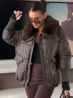 Cotton-padded Jacket Faux Fur Collar Warm Winter Coat For Women 2026