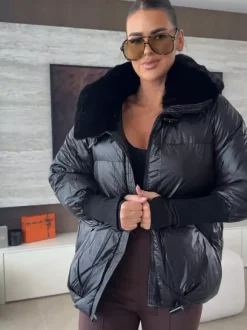 Cotton-padded Jacket Faux Fur Collar Warm Winter Coat For Women 2026