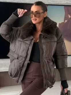 Cotton-padded Jacket Faux Fur Collar Warm Winter Coat For Women 2026
