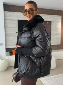Cotton-padded Jacket Faux Fur Collar Warm Winter Coat For Women 2026