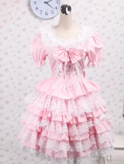 Cotton Pink Lace Sweet Lolita Dress