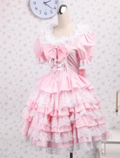 Cotton Pink Lace Sweet Lolita Dress