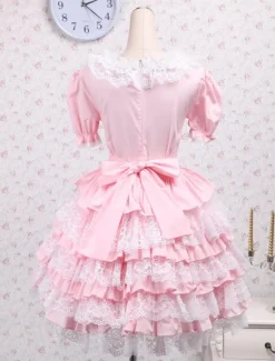Cotton Pink Lace Sweet Lolita Dress