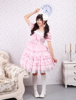 Cotton Pink Lace Sweet Lolita Dress