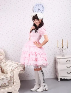 Cotton Pink Lace Sweet Lolita Dress