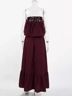 100% Cotton Strapless Women's Maxi Dress In Earth Tones - Sexy Tube Top Ruffle Sundress - Boho Beach Vacation Long Dress 2026