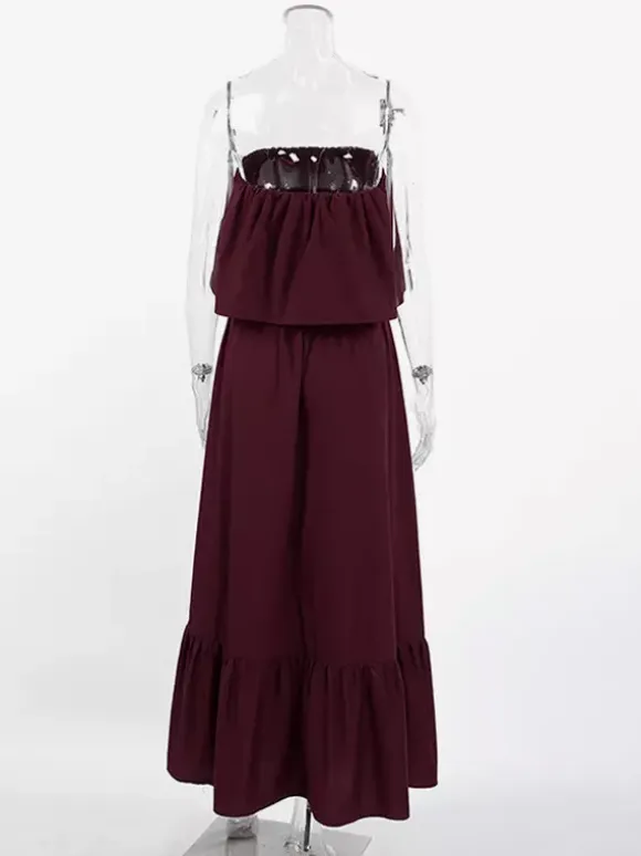 100% Cotton Strapless Women's Maxi Dress In Earth Tones - Sexy Tube Top Ruffle Sundress - Boho Beach Vacation Long Dress 2026