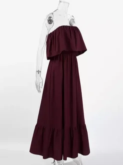 100% Cotton Strapless Women's Maxi Dress In Earth Tones - Sexy Tube Top Ruffle Sundress - Boho Beach Vacation Long Dress 2026
