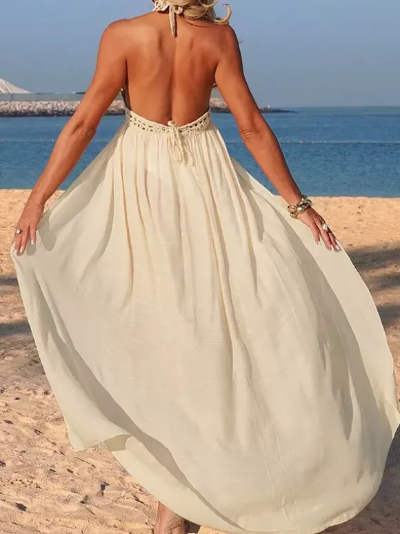 Cover Ups For Women Apricot Cut Out Sleeveless Summer Beach Swimwear