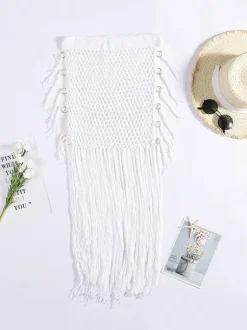 Cover Ups For Women Black Fringe Stretch Acrylic Summer Sexy Bathing Suits