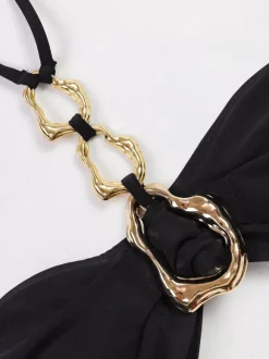 Cover-Ups Swimsuit Set Black Sexy Sleeveless Bra T-back Long Skirt Sets