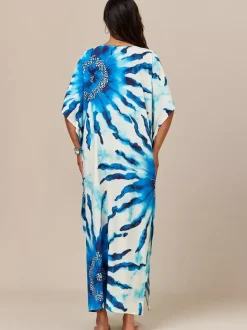 Cover Ups Beach Swimming Suits Oversized Short Sleeves V-Neck Athletic Deep Blue Cover Ups