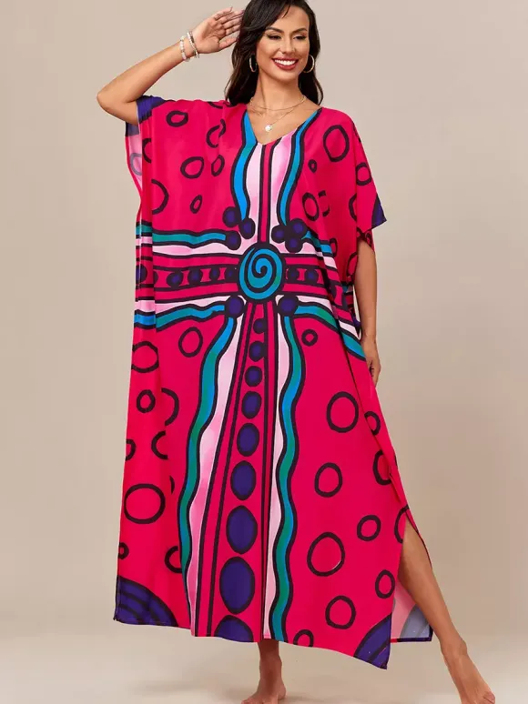 Cover Ups Beach Swimming Suits Oversized Short Sleeves V-Neck Athletic Deep Blue Cover Ups