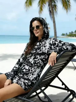 Cover Ups Blue Camouflage Long Sleeves Sheer Short Dress Mini Summer Beach Swimwear