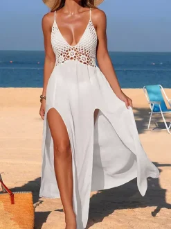 Cover Ups For Women White Crochet Sleeveless Summer Sexy Bathing Suits