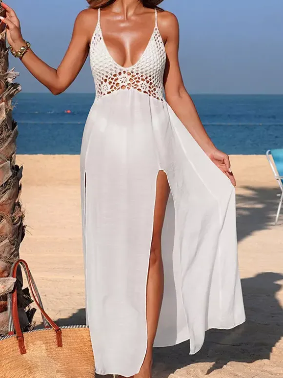 Cover Ups For Women White Crochet Sleeveless Summer Sexy Bathing Suits