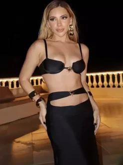 Cover-Ups Swimsuit Set Black Athletic Lace Up Clothes Sleeveless Sets