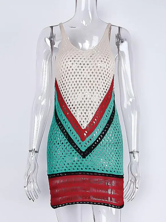 Cover Ups V Neck Sleeveless Crochet Beach Bathing Suits For Women