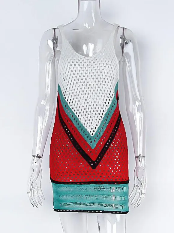 Cover Ups V Neck Sleeveless Crochet Beach Bathing Suits For Women