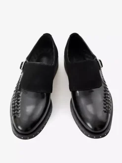 Cowhide Buckle Mens Monk Loafer Shoes
