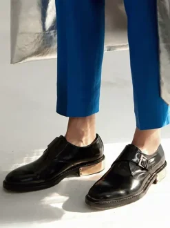 Cowhide Buckle Monk Loafer Shoes For Men