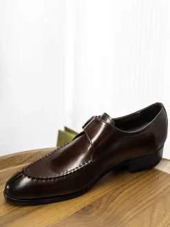 Cowhide Mens Loafer Monk Strap Prom Homecoming Wedding Shoes