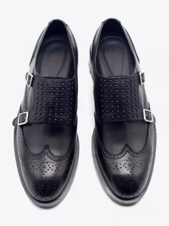 Cowhide Buckle Monk Loafer Shoes For Men
