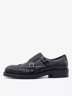 Cowhide Buckle Monk Loafer Shoes For Men