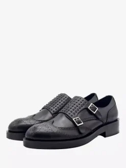 Cowhide Buckle Monk Loafer Shoes For Men