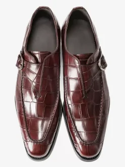 Cowhide Mens Loafer Shoes Monk Strap Prom Wedding Shoes