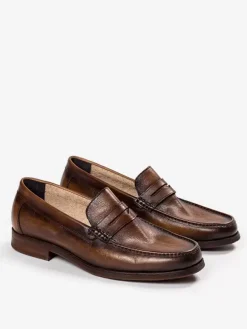 Cowhide Men's Penny Loafer Slip On Prom Wedding Shoes