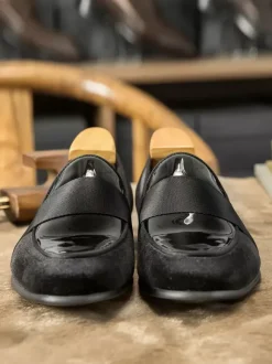 Cowhide Penny Loafer Shoes For Men Prom Wedding Shoes