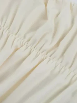 Cowl Neck Ruched Mini Dress For Women- Cream Sexy Long Sleeve Fringe Bodycon - Spring Cocktail Party 2026