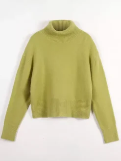 Cowl Neck Solid Color Knit Pullover Sweater For Women 2026