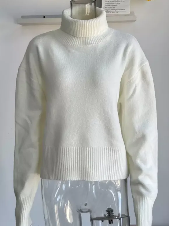 Cowl Neck Solid Color Knit Pullover Sweater For Women 2026