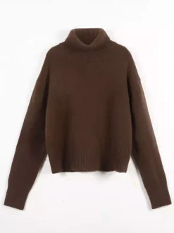 Cowl Neck Solid Color Knit Pullover Sweater For Women 2026