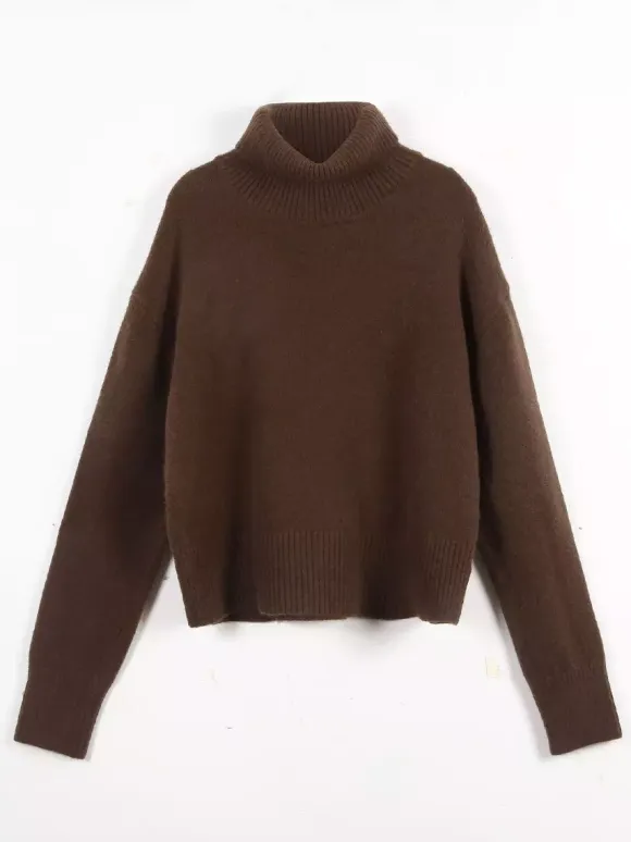 Cowl Neck Solid Color Knit Pullover Sweater For Women 2026