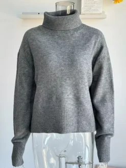 Cowl Neck Solid Color Knit Pullover Sweater For Women 2026