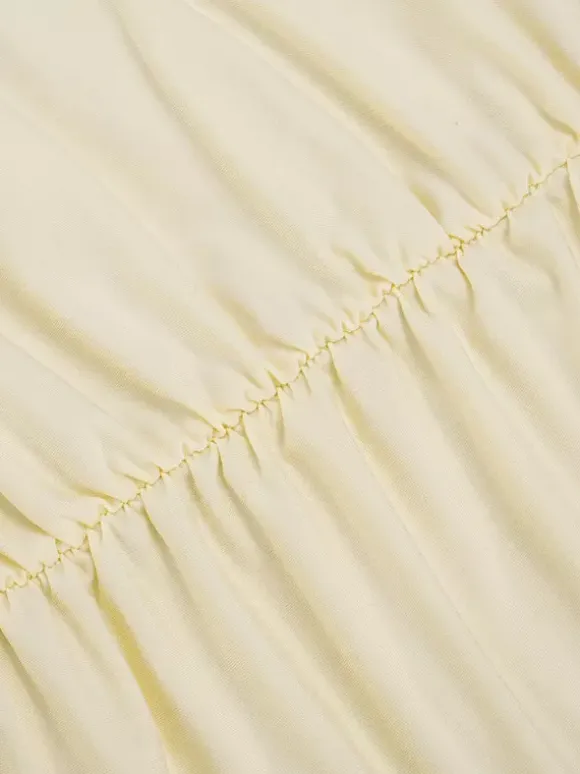 Cream V Neck Ruffled Sleeve Maxi Dress For Women Elegant Formal Style