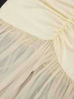 Cream V Neck Ruffled Sleeve Maxi Dress For Women Elegant Formal Style