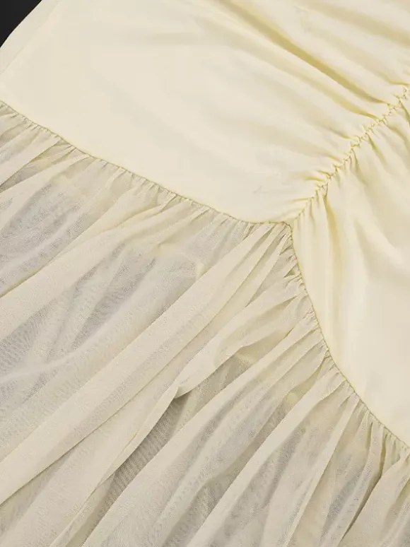 Cream V Neck Ruffled Sleeve Maxi Dress For Women Elegant Formal Style