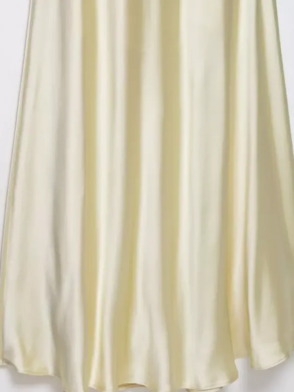 Creamy White Halter Neck Satin Maxi Dress For Women Elegant Formal Style