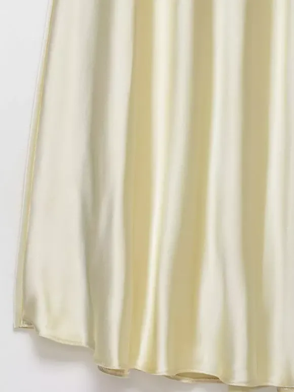 Creamy White Halter Neck Satin Maxi Dress For Women Elegant Formal Style