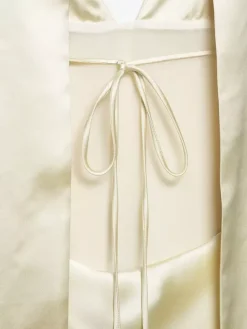 Creamy White Halter Neck Satin Maxi Dress For Women Elegant Formal Style