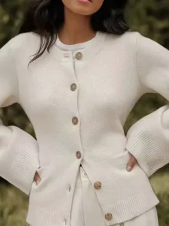 Crew Neck Knitted Cardigan Spring Casual Tops For Women 2026