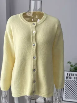 Crewneck Knit Basic Pullover Cardigan For Women 2026