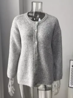Crewneck Knit Basic Pullover Cardigan For Women 2026